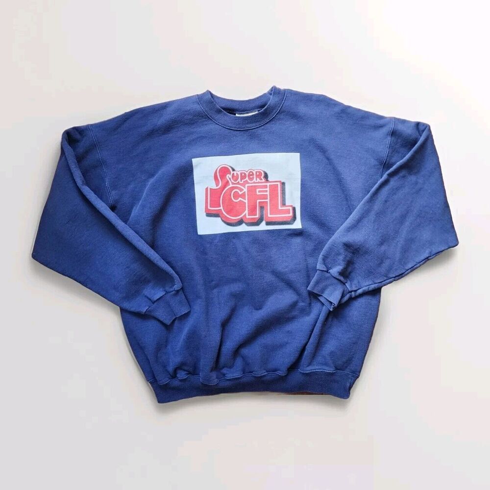 Vintage WCFL Chicago "Super CFL" Crewneck Sweatshirt (1974) - Blue - Size XL